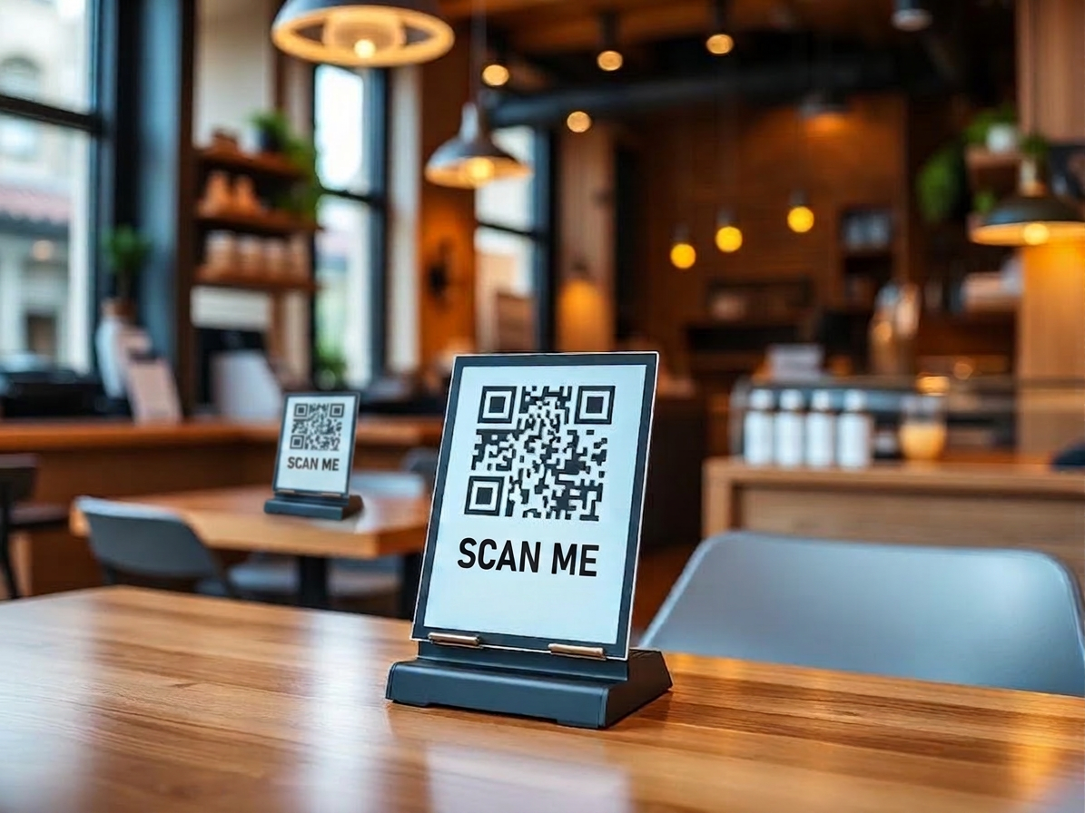 QR code on cafe table